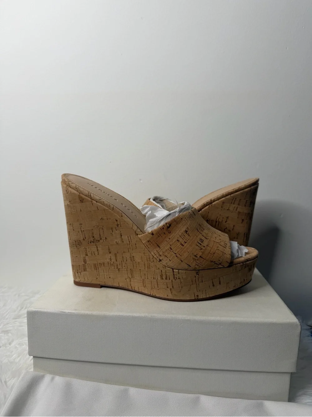 Veronica Beard Cork Platform Wedge Sandals - Natural